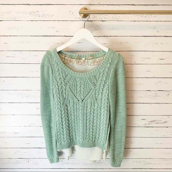 Anthropologie Sweaters - Anthropologie Moth Mint Cabled Ella Pullover Anthropologie Sweaters - Anthropologie Moth Mint Cabled Ella Pullover